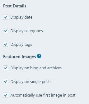 WordPress Selecting and Customizing Theme content options