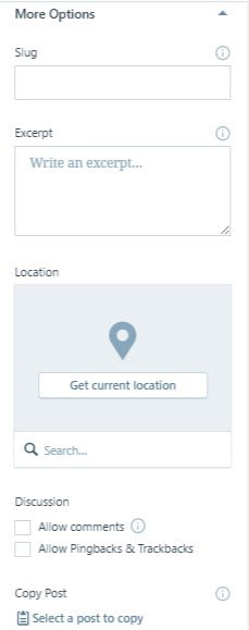 wordpress Post Settings more options
