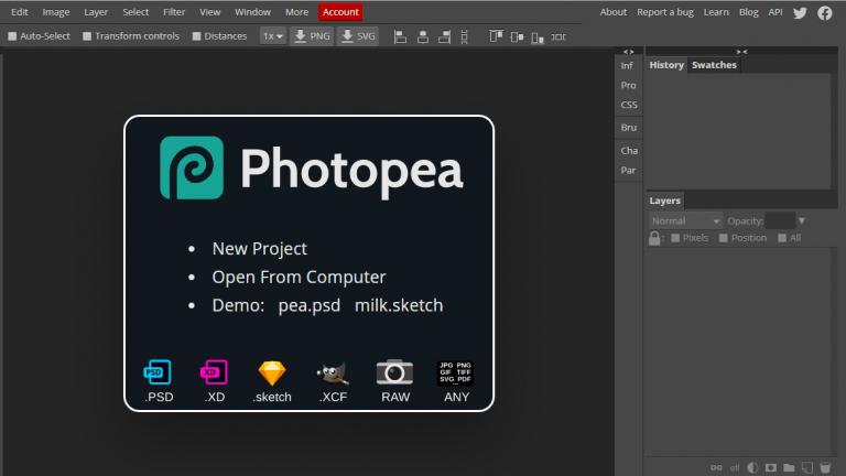 Photopea: A free online alternate of Photoshop
